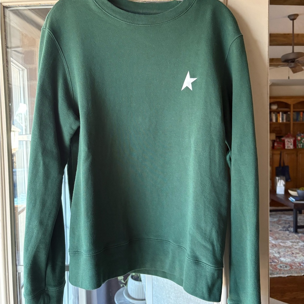 Golden Goose Green and White Crew Neck Sweatshirt
